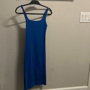 Blue midi Zara dress with slit in back